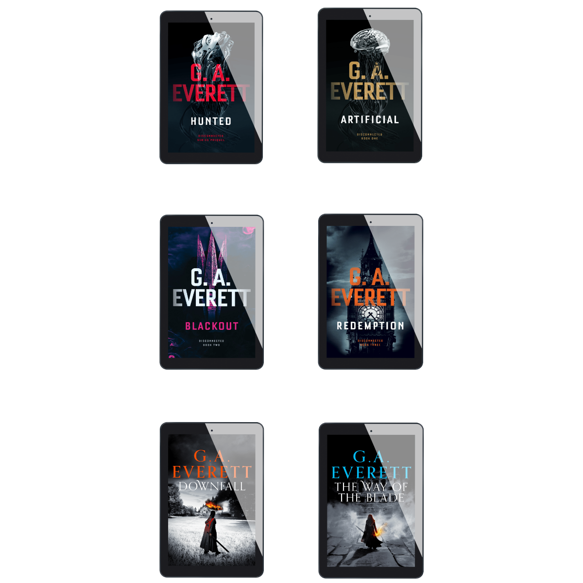 The GA Everett Collection EBOOKS Disconnected series plus Queen of the Unworthy series science fiction fantasy